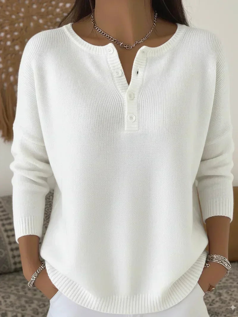 Helena™ | Suéter de Punto con Botones Henley