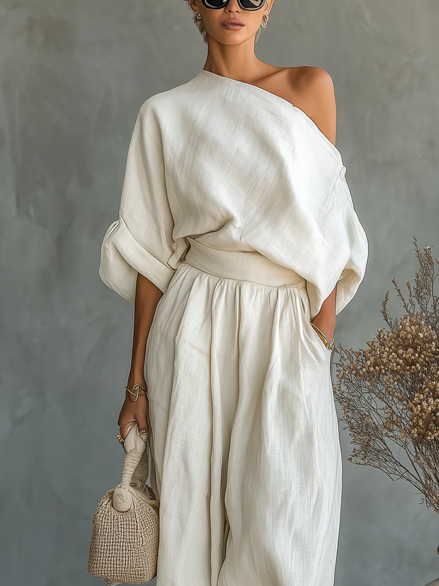 Conjunto Griselda Off-Shoulder de 2 Piezas, Estilo Casual Chic