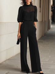 Conjunto Cristina Elegante de 3 Piezas para Mujer con Pantalón Amplio