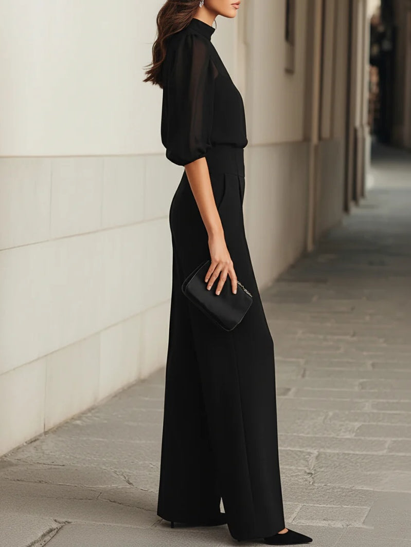 Conjunto Cristina Elegante de 3 Piezas para Mujer con Pantalón Amplio