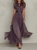 Coatlicue™ Vestido Largo de Chifón con Encaje y Escote de Gota