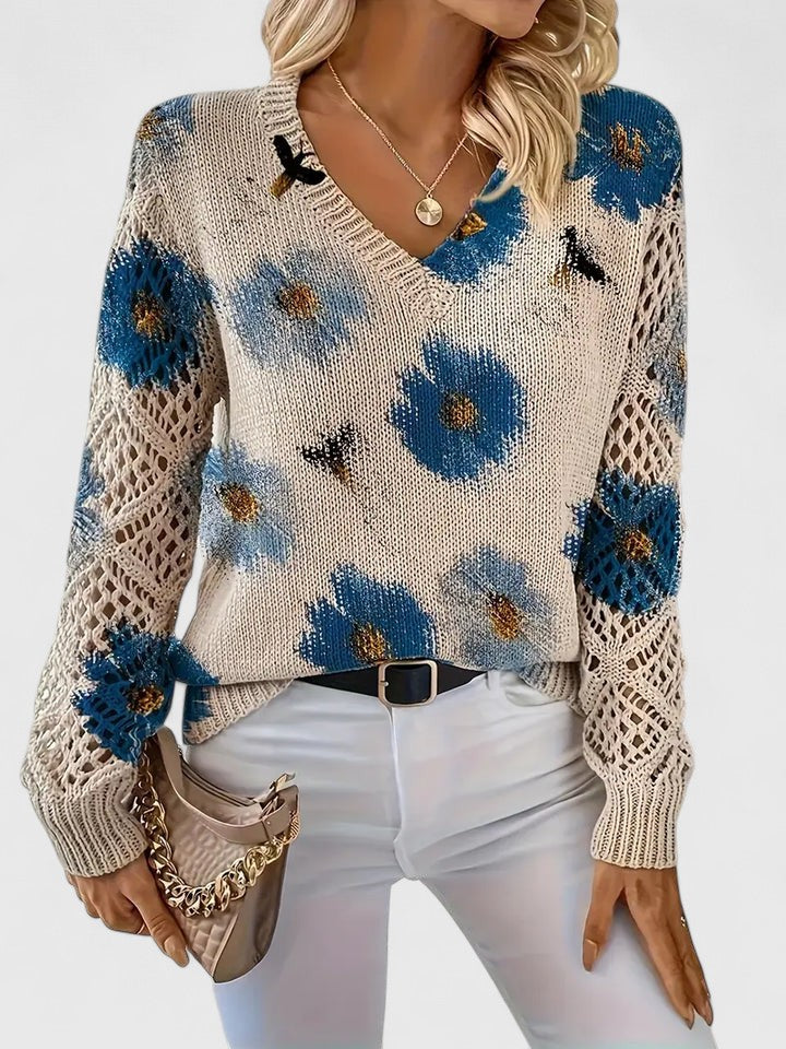 Abril™ Suéter Elegante con Estampado Floral y Mangas Aireadas