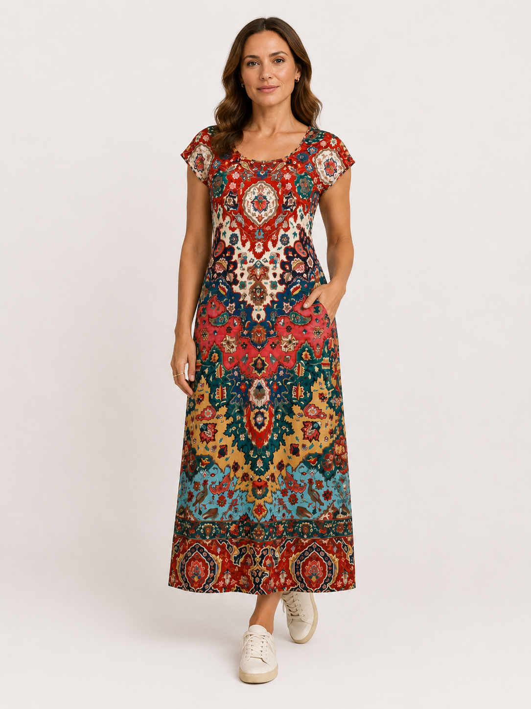 Zacatecas™ Vestido Largo Estampado de Verano con Aberturas