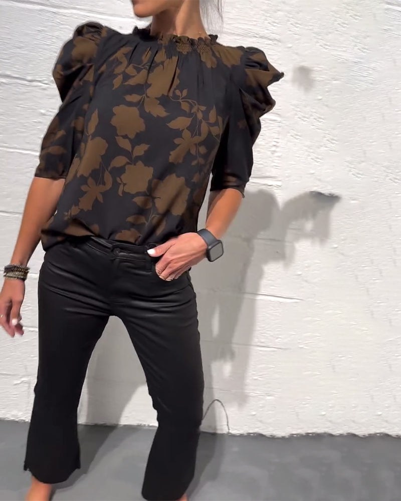 Alicia™ Blusa para Mujer con Mangas Abullonadas y Volantes