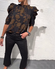 Alicia™ Blusa para Mujer con Mangas Abullonadas y Volantes