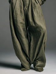 Conjunto Palmira para Mujer en Algodón y Lino, Camisa y Pantalón Ancho