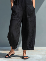 Noelia | Jumpsuit de Lino sin Mangas con Botones al Frente
