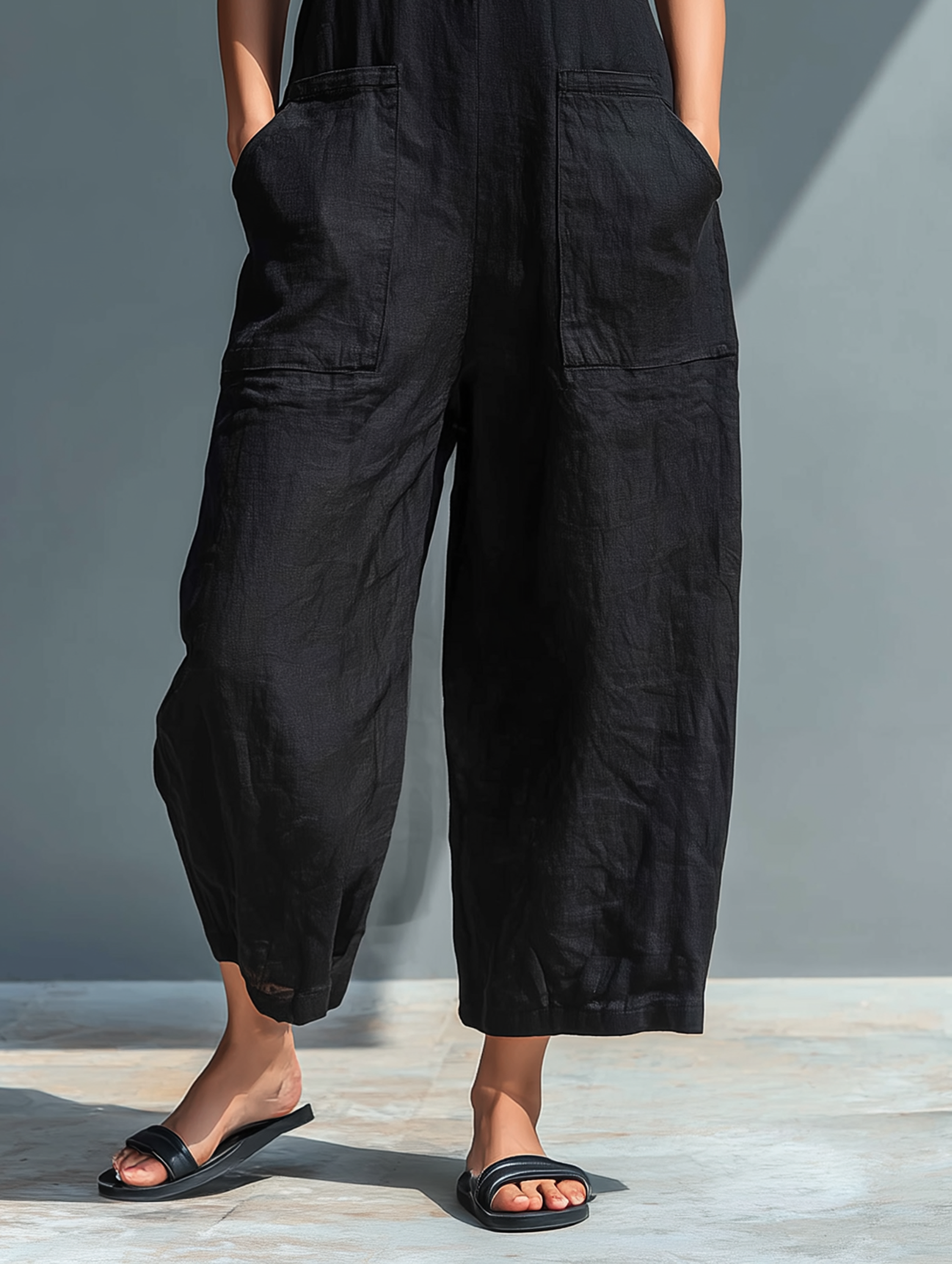 Noelia | Jumpsuit de Lino sin Mangas con Botones al Frente