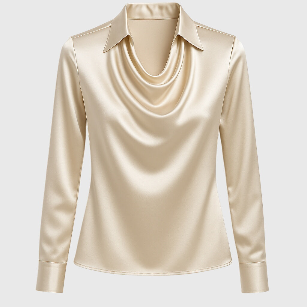 Vianey™ Blusa Satinada Elegante con Cuello Fruncido