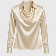 Vianey™ Blusa Satinada Elegante con Cuello Fruncido