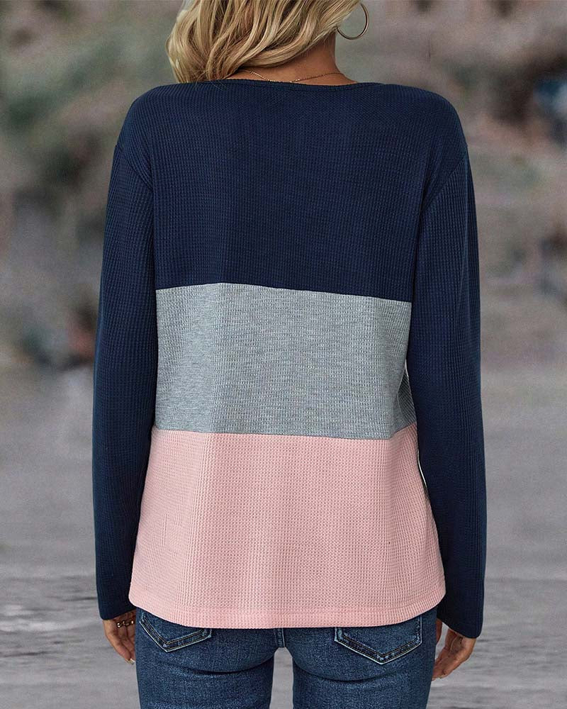 Verónica™ Blusa Colorida con Cuello en V y Corte Suelto