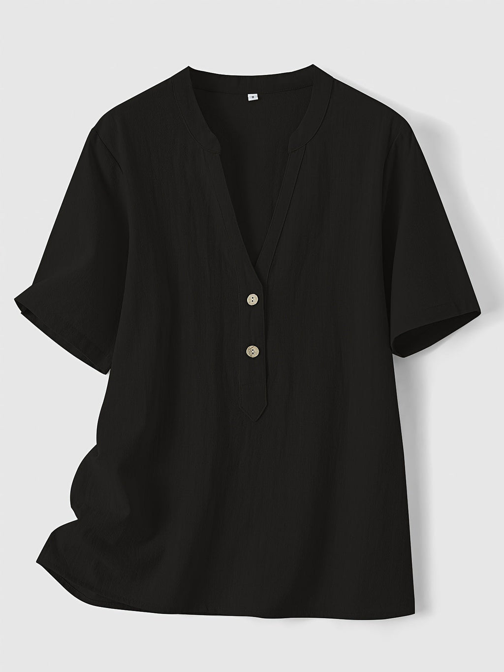 Blusa Elegante con Cuello en V y Botones de Madera