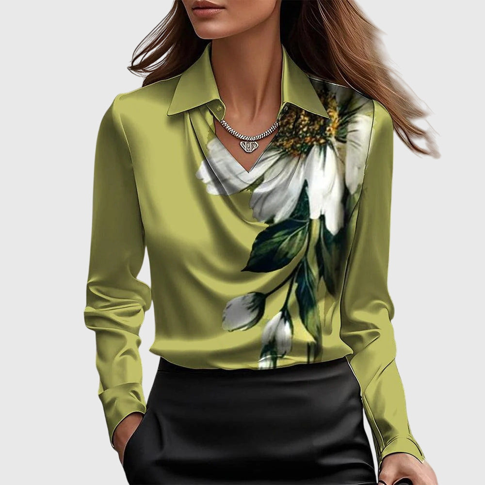 Vianey™ Blusa Satinada Elegante con Cuello Fruncido