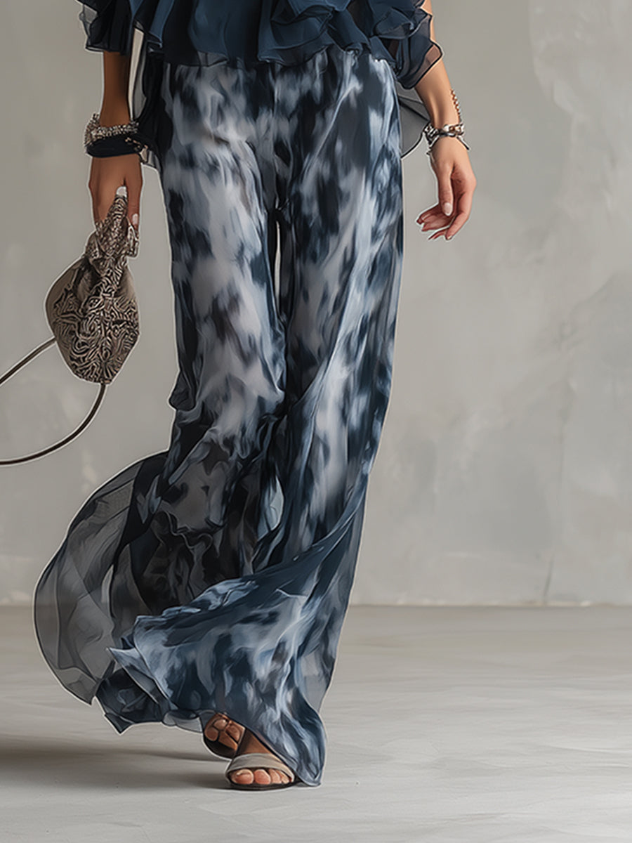 Corina™ Conjunto de Chifón con Top de Cuello Alto y Pantalón