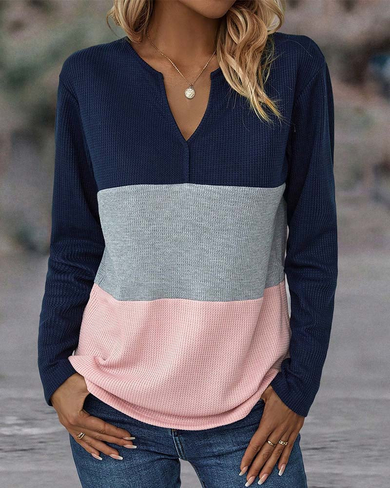 Verónica™ Blusa Colorida con Cuello en V y Corte Suelto