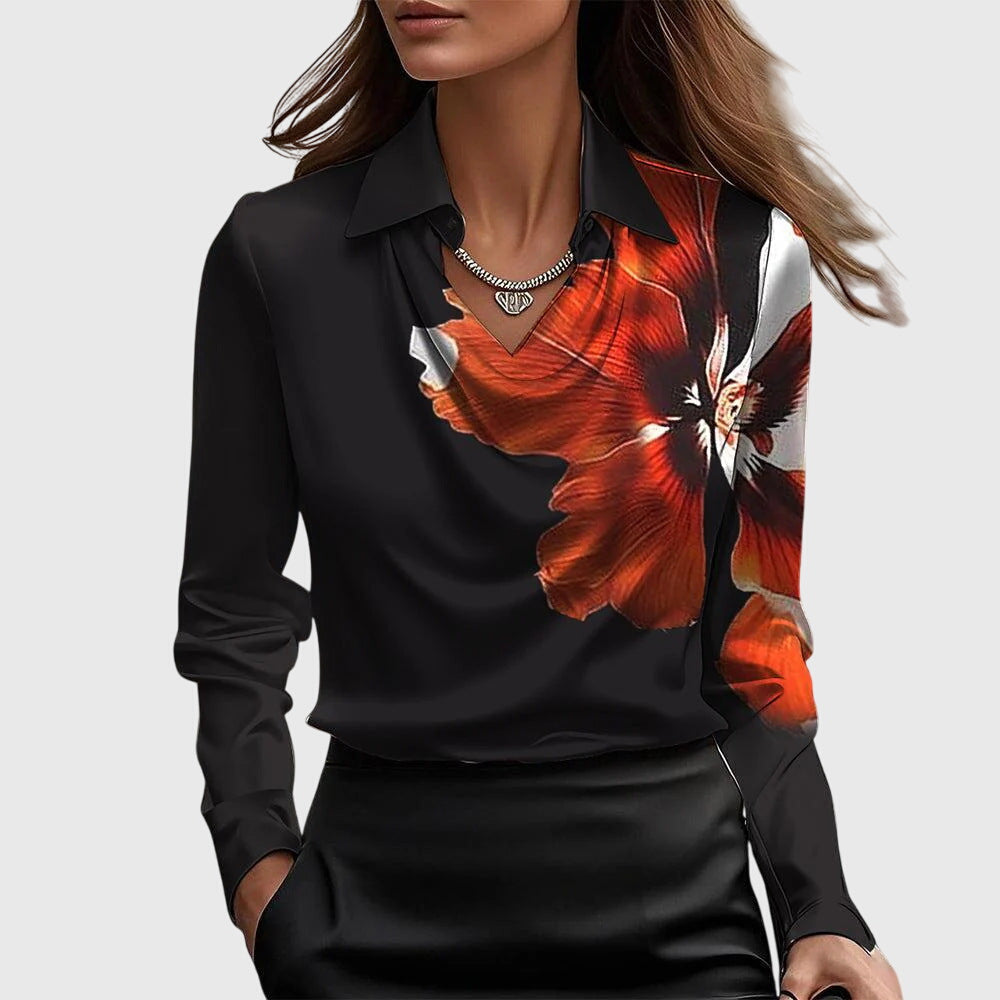 Vianey™ Blusa Satinada Elegante con Cuello Fruncido