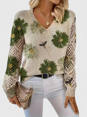 Abril™ Suéter Elegante con Estampado Floral y Mangas Aireadas
