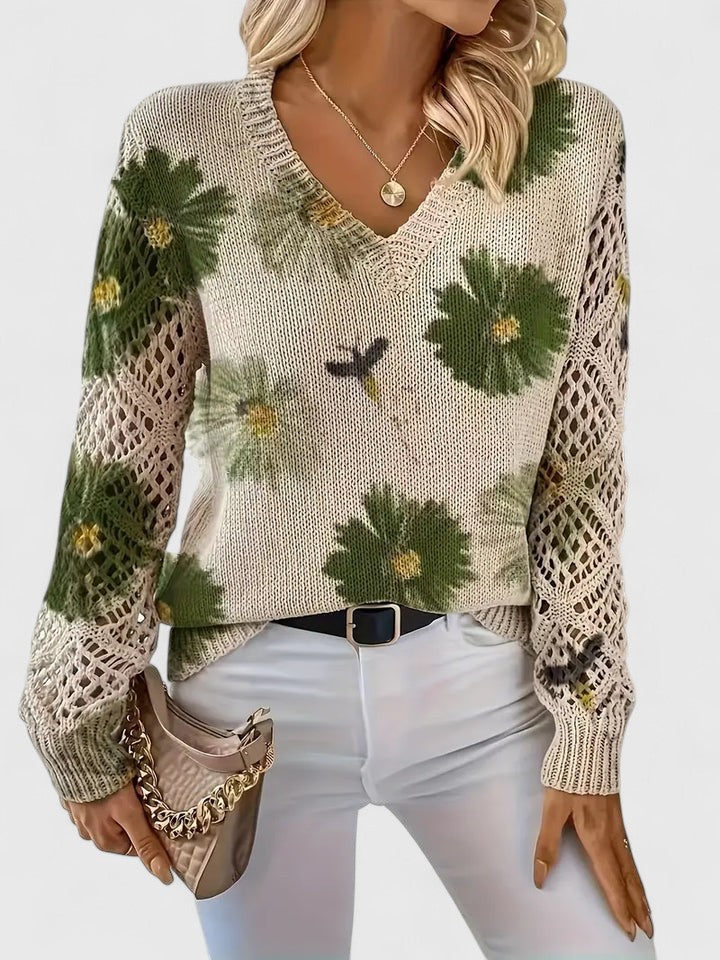 Abril™ Suéter Elegante con Estampado Floral y Mangas Aireadas