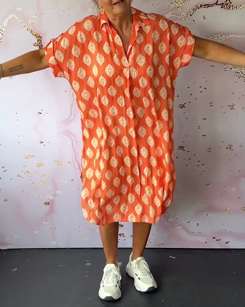 Fátima™ Vestido Midi Suelto de Primavera con Cuello Solapa