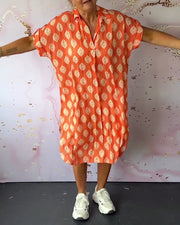 Fátima™ Vestido Midi Suelto de Primavera con Cuello Solapa