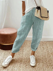 Elisa™ Pantalón de Algodón Rayado para Mujer – Ligero y Cómodo