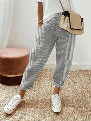 Elisa™ Pantalón de Algodón Rayado para Mujer – Ligero y Cómodo