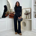 Encarna™ Conjunto de Pantalón de Pierna Ancha y Blusa, Estilo Chocolate