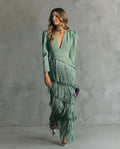 Remedios™ Vestido Midi Elegante con Mangas de Flecos