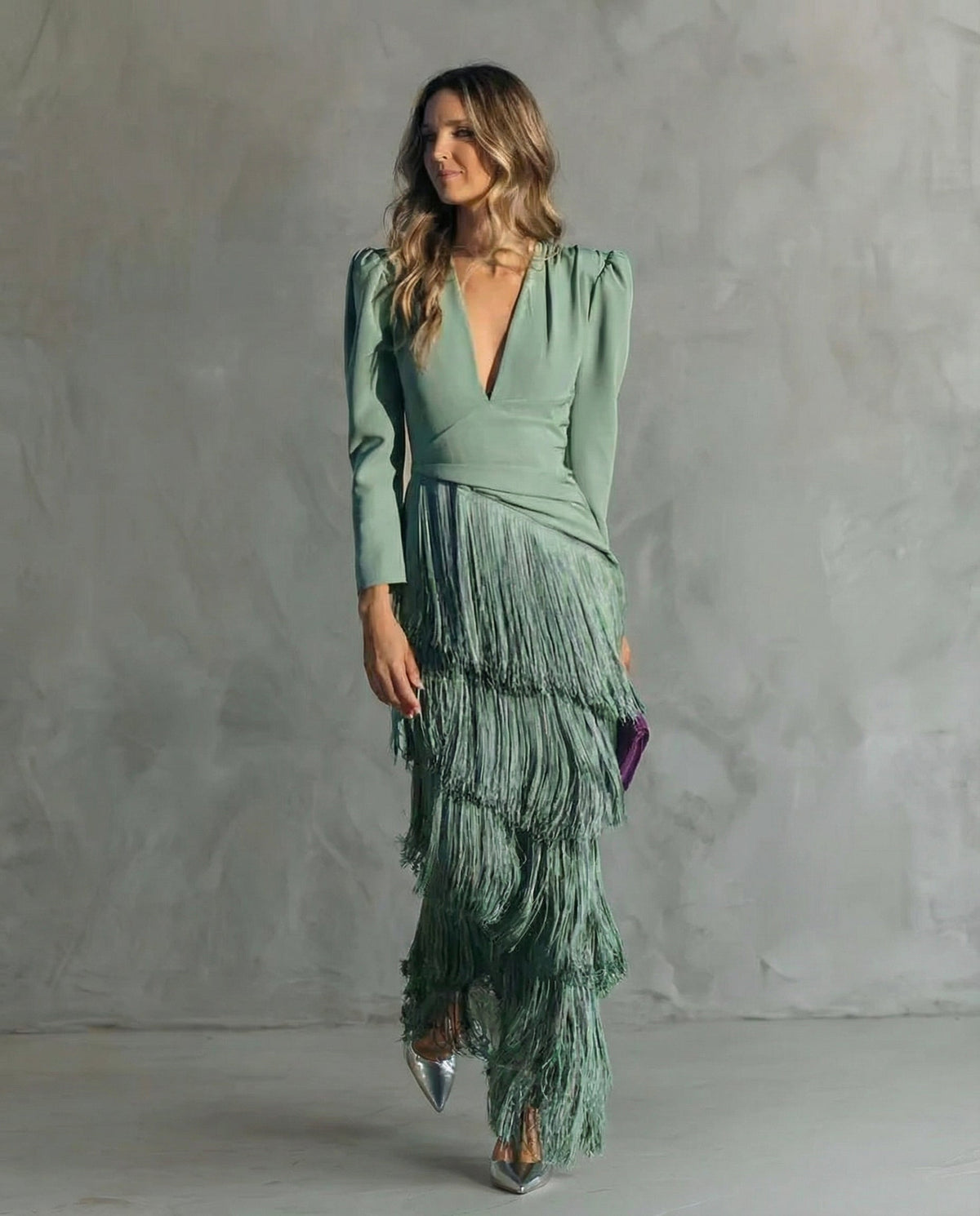 Remedios™ Vestido Midi Elegante con Mangas de Flecos