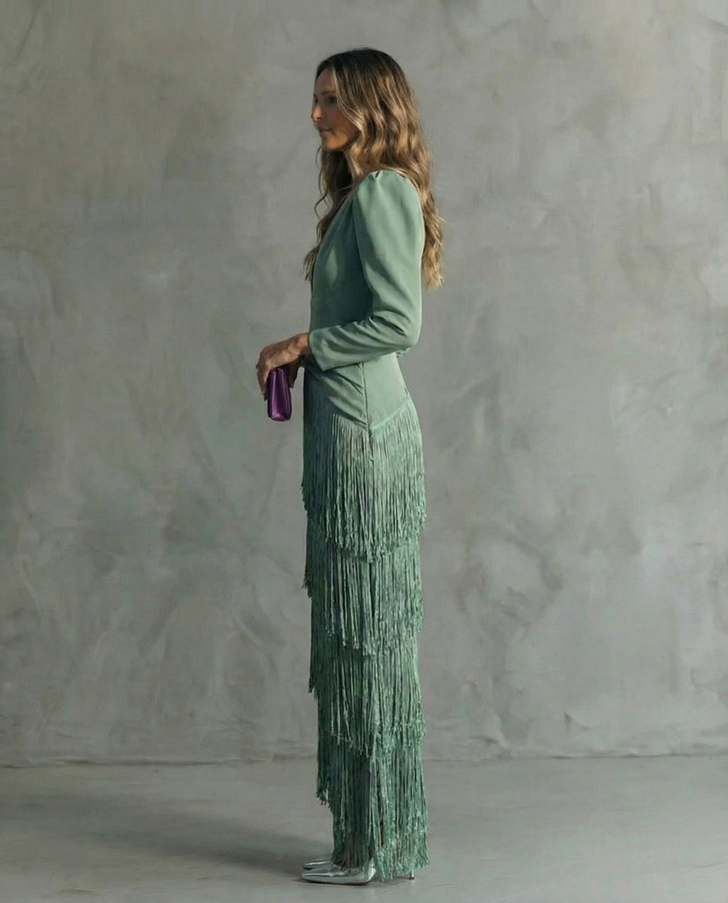 Remedios™ Vestido Midi Elegante con Mangas de Flecos