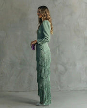 Remedios™ Vestido Midi Elegante con Mangas de Flecos