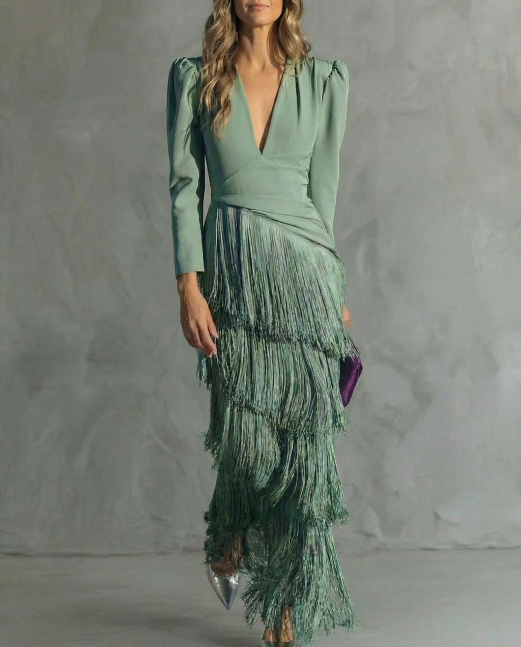 Remedios™ Vestido Midi Elegante con Mangas de Flecos