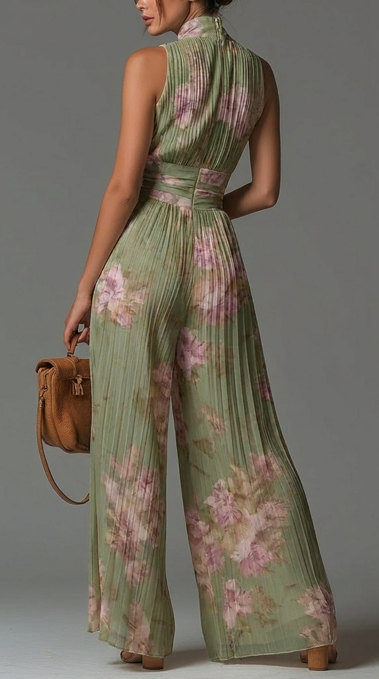 Jacinta | Jumpsuit de Gasa Floral Plisado