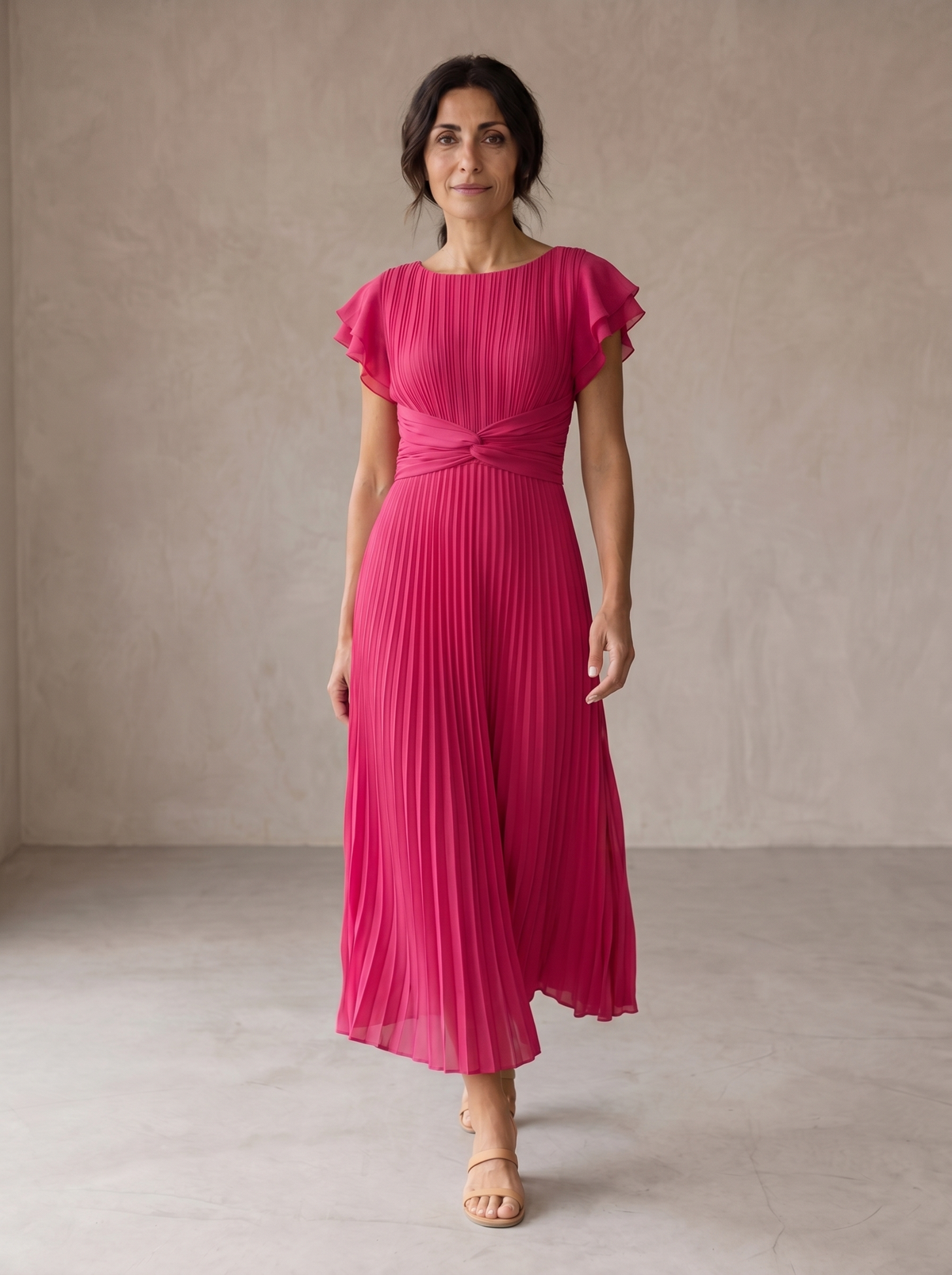 Feliza | Vestido Largo Plisado con Cintura Anudada