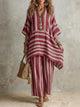 Ofelina™ Conjunto Boho de Lino a Rayas para Mujer, Corte Oversize