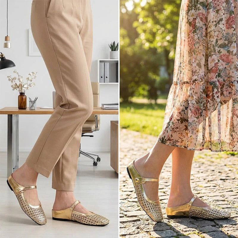 LUMIRA™ ┃ Zuecos de Tela Trenzada con Punta Cuadrada