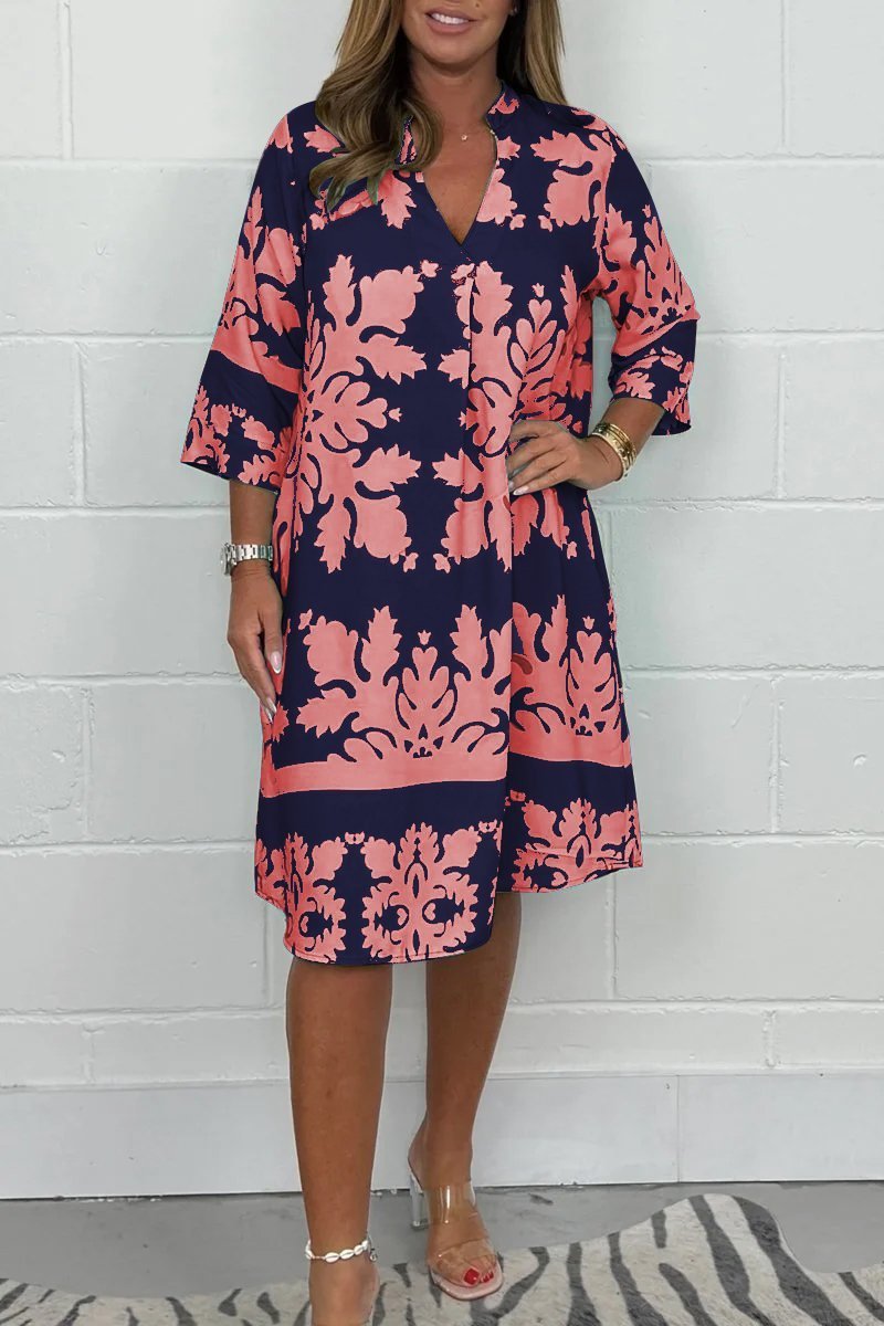 Amalia™ Vestido de Primavera con Estampado y Cuello en V