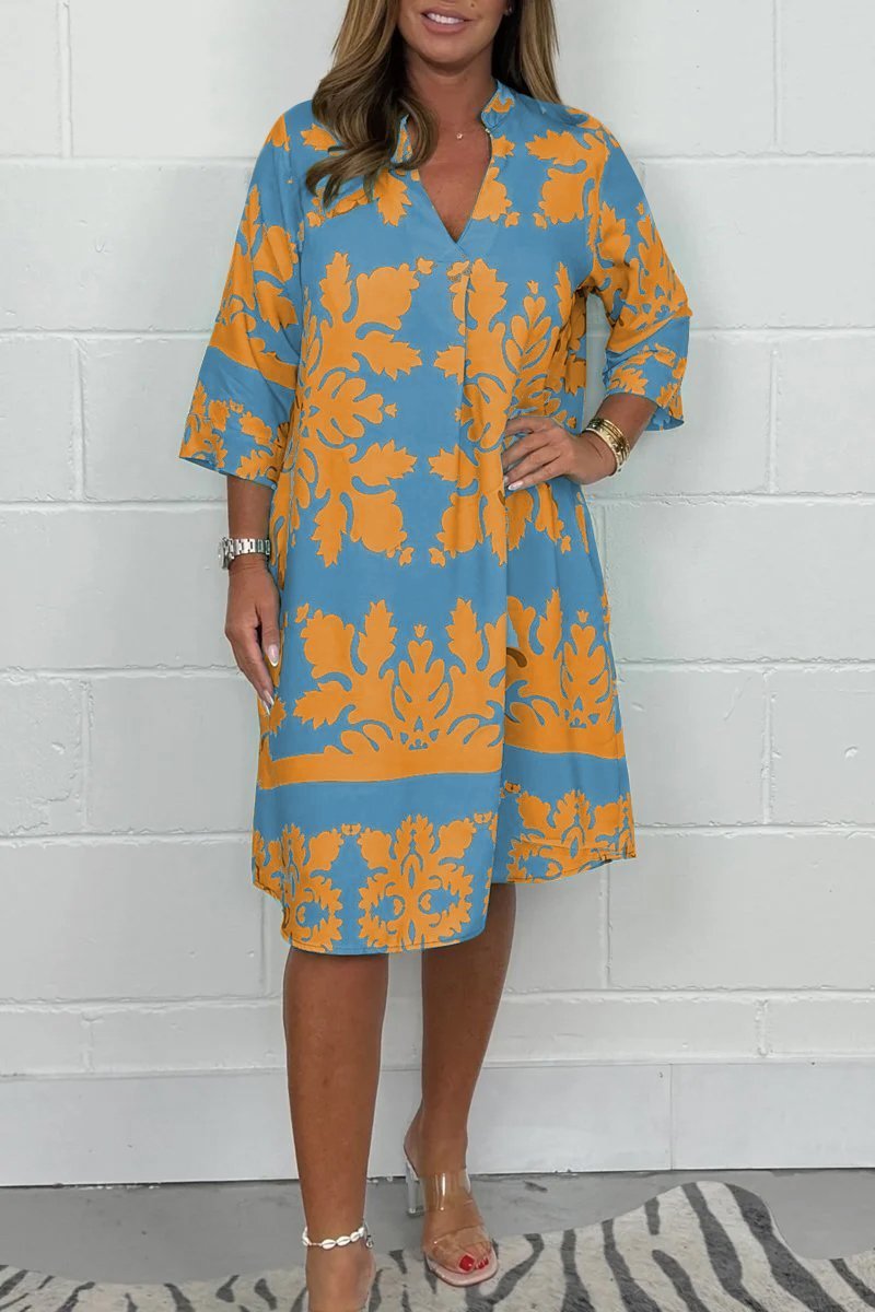 Amalia™ Vestido de Primavera con Estampado y Cuello en V