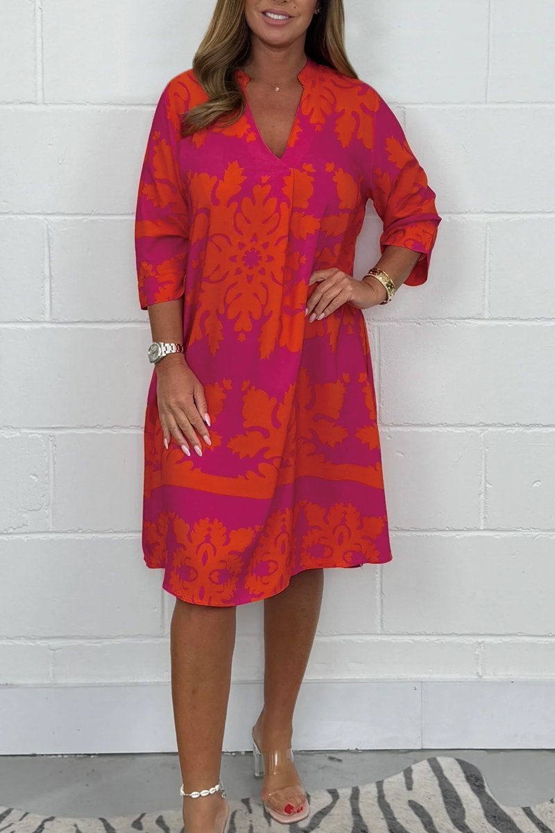 Amalia™ Vestido de Primavera con Estampado y Cuello en V