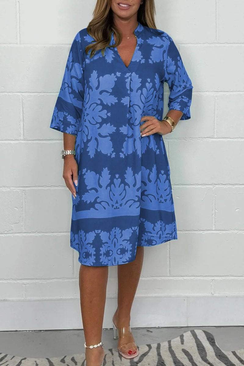 Amalia™ Vestido de Primavera con Estampado y Cuello en V