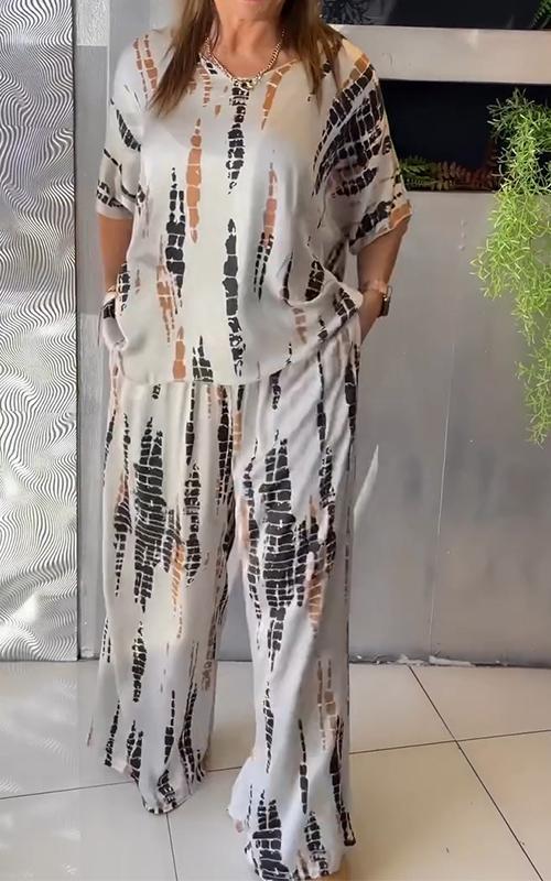 Conjunto Casual de Dos Piezas Estampado Nezahualcóyotl