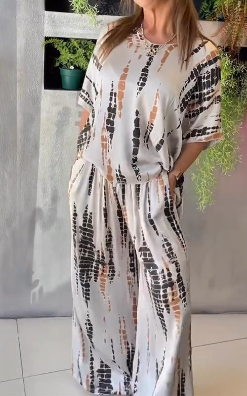 Conjunto Casual de Dos Piezas Estampado Nezahualcóyotl