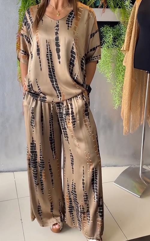 Conjunto Casual de Dos Piezas Estampado Nezahualcóyotl