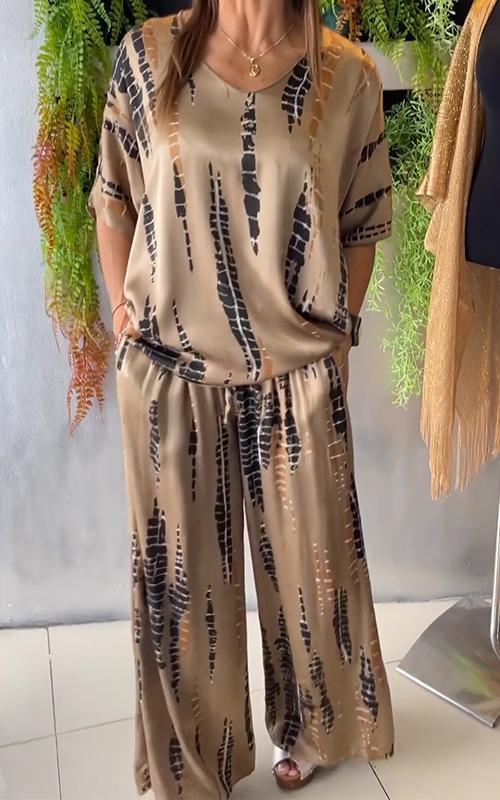 Conjunto Casual de Dos Piezas Estampado Nezahualcóyotl