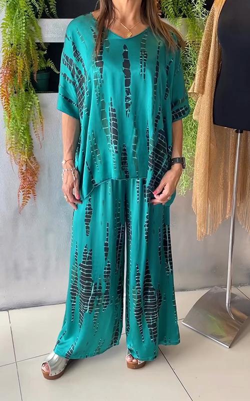 Conjunto Casual de Dos Piezas Estampado Nezahualcóyotl