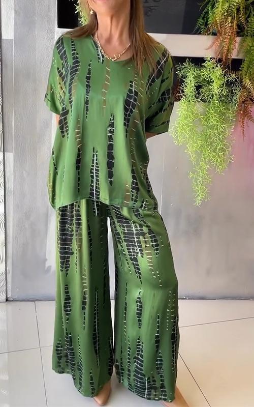Conjunto Casual de Dos Piezas Estampado Nezahualcóyotl