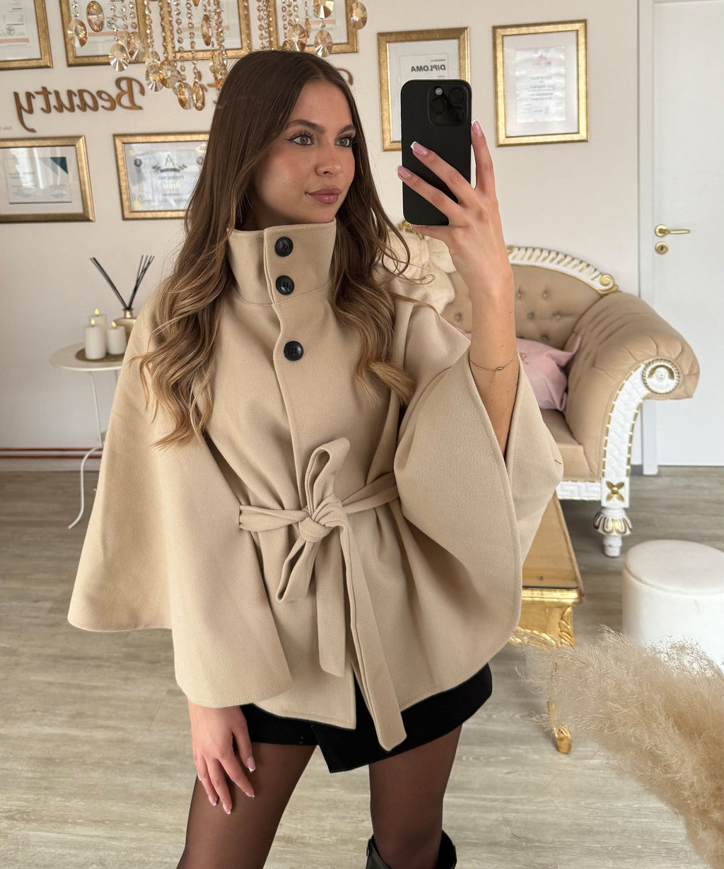 Zumpango™ Poncho Estilo Capa Beige Ligero para Primavera