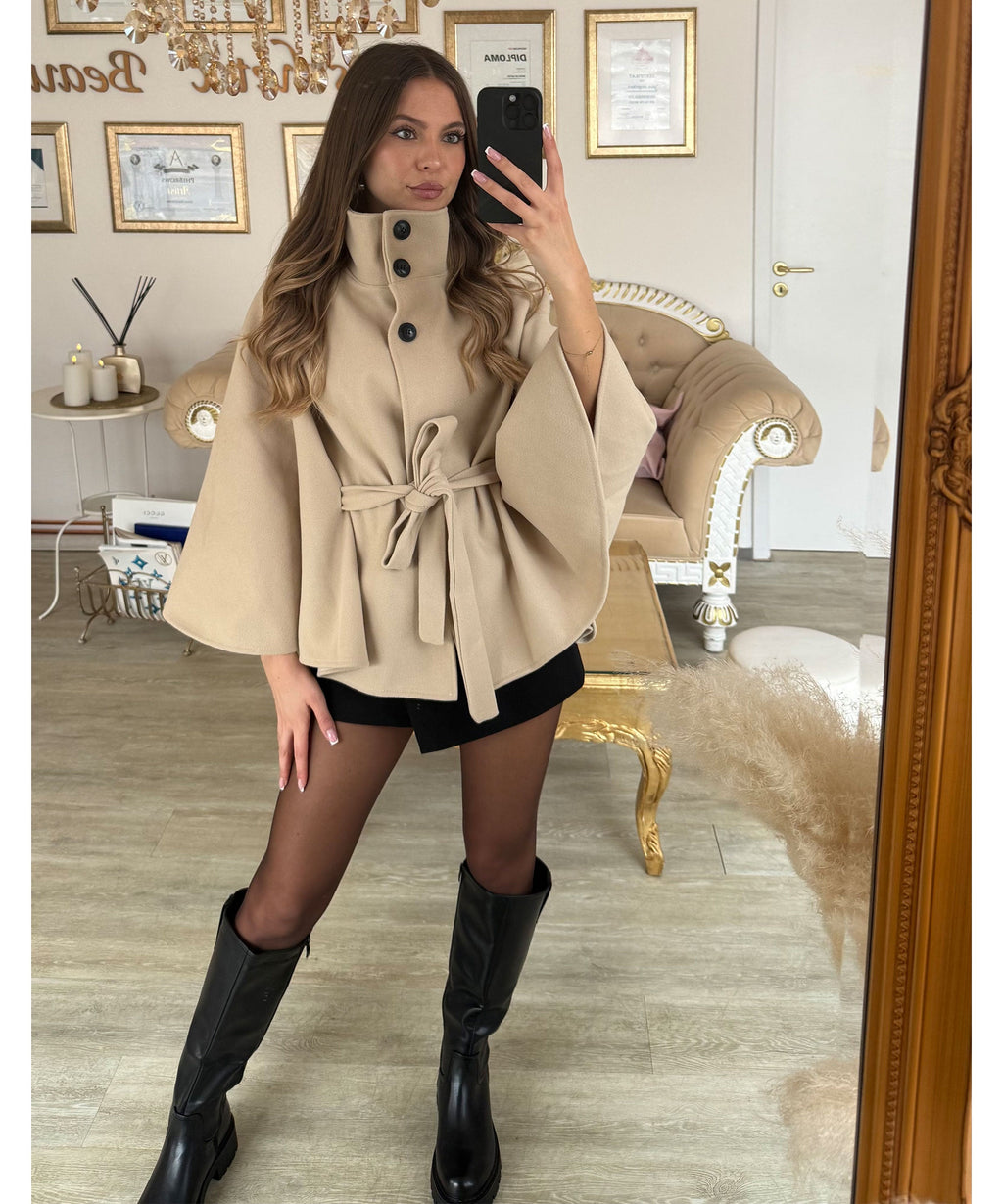 Zumpango™ Poncho Estilo Capa Beige Ligero para Primavera