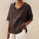 Marisela™ Blusa Clásica de Lino con Cuello en V para Mujer