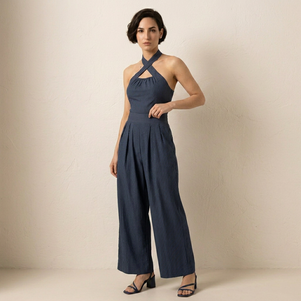 Milagros | Conjunto de Lino y Algodón con Escote Cruzado Elegante